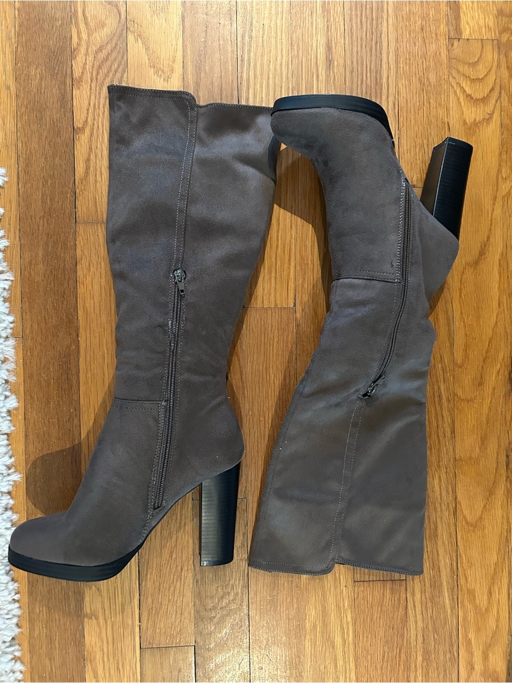 Taupe Knee High Platform Boots